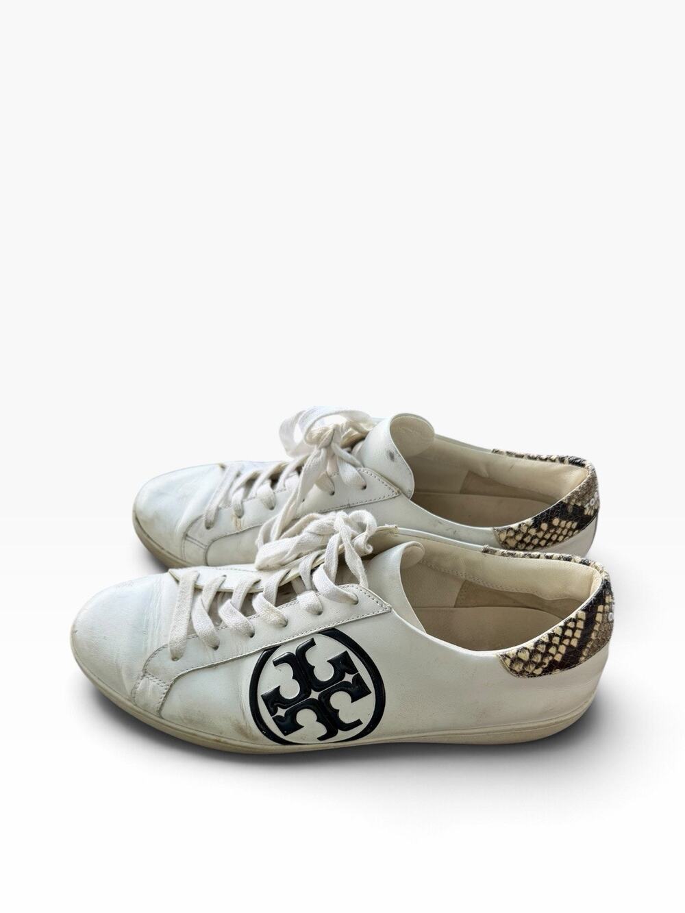 Tory Burch Leigh T-Logo Sneaker Calf Leather/ Stamped Snake Printed Leather 11
